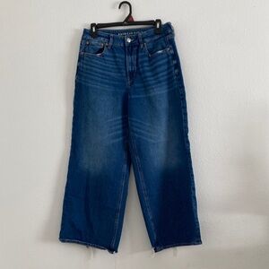 American Eagle Outfitters Wide Leg Jeans in Dark Blue Denim